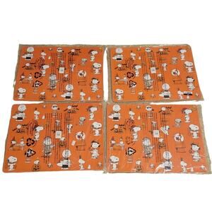 Pottery Barn Peanuts Halloween Snoopy Cork Placemats (Set 4) New Orange Retired